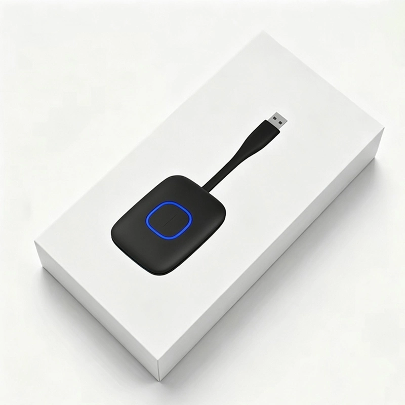 Qtenboard wireless casting dongle packed in white gift box, portable screen share adapter for classroom and meeting panel
