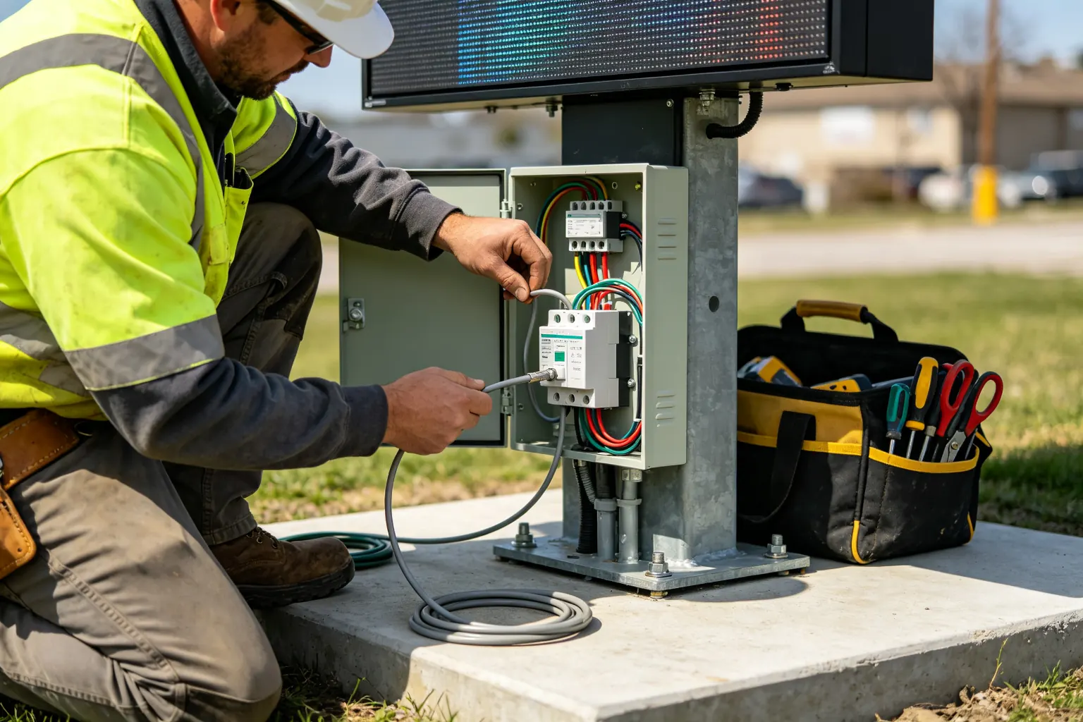 Electrical grounding and surge protection for outdoor digital signage installation