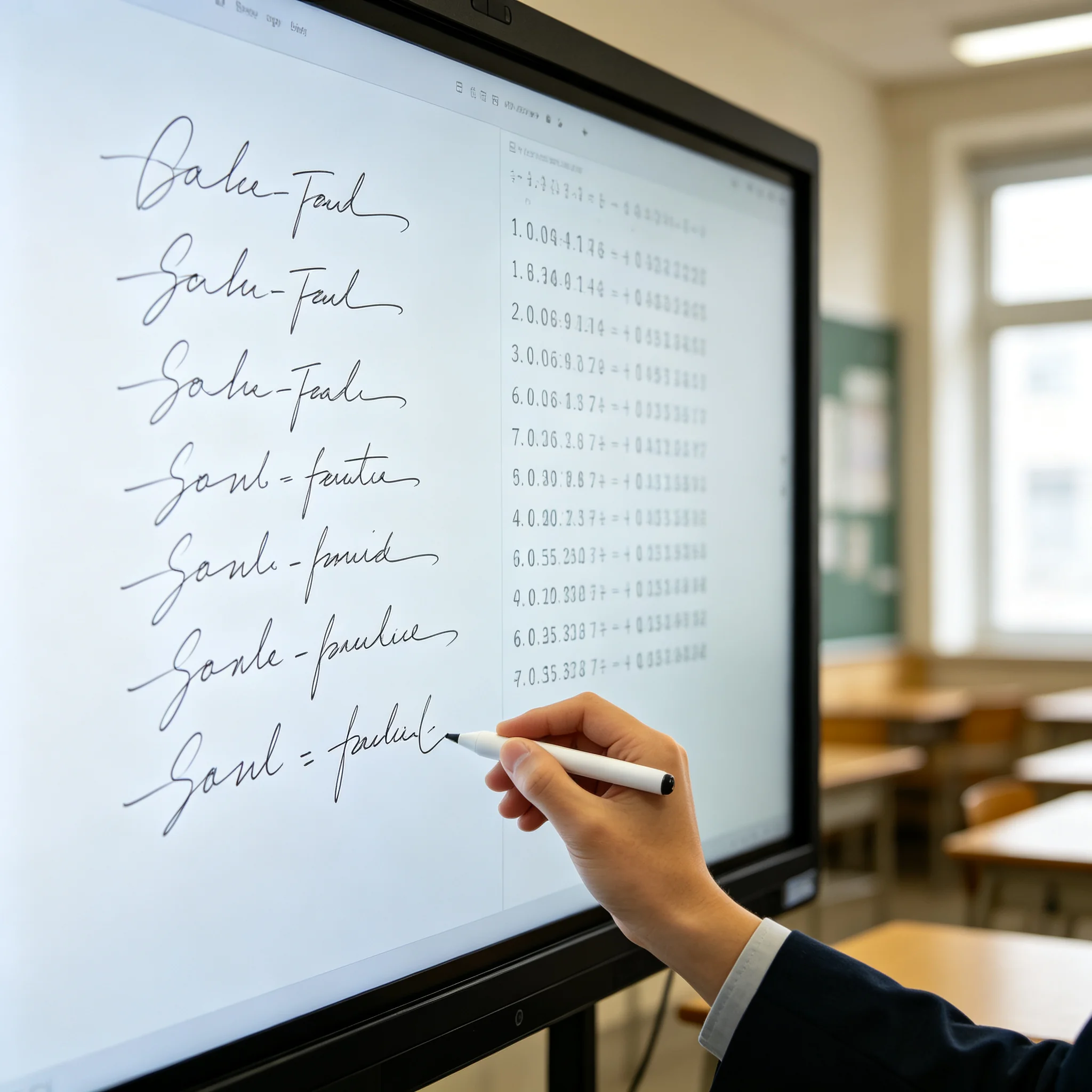 Interactive whiteboard OCR handwriting recognition