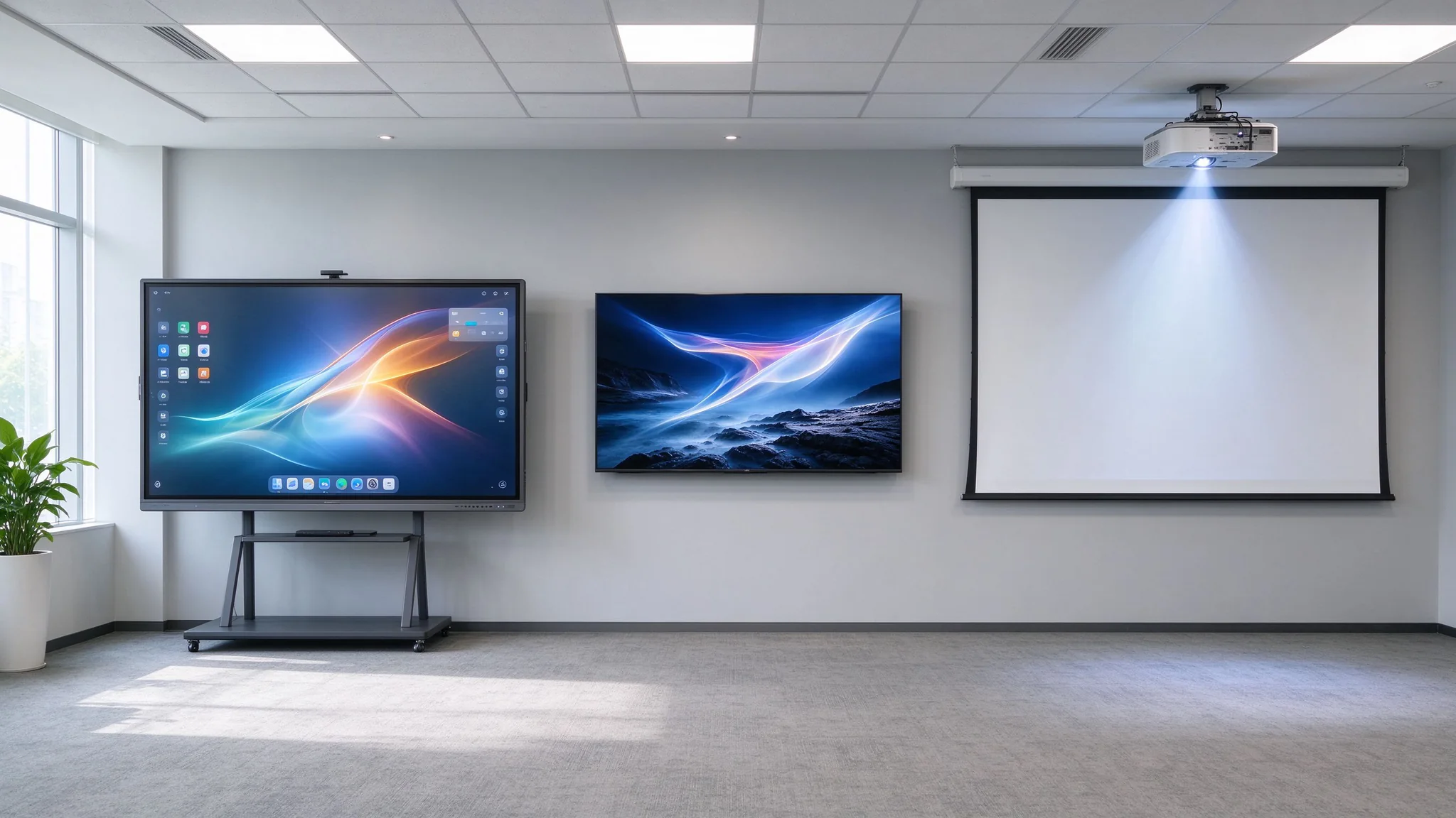 Interactive Whiteboard vs Commercial TV and Projector