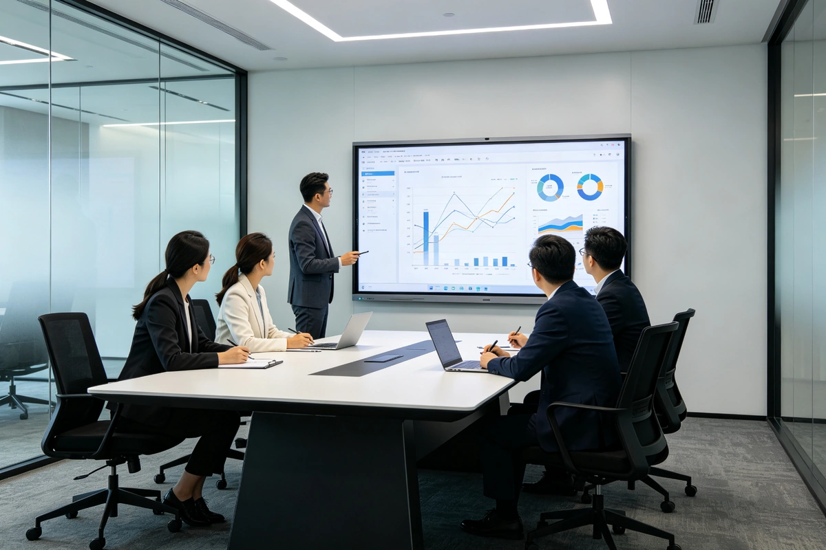 Qtenboard infrared whiteboard in corporate meeting room
