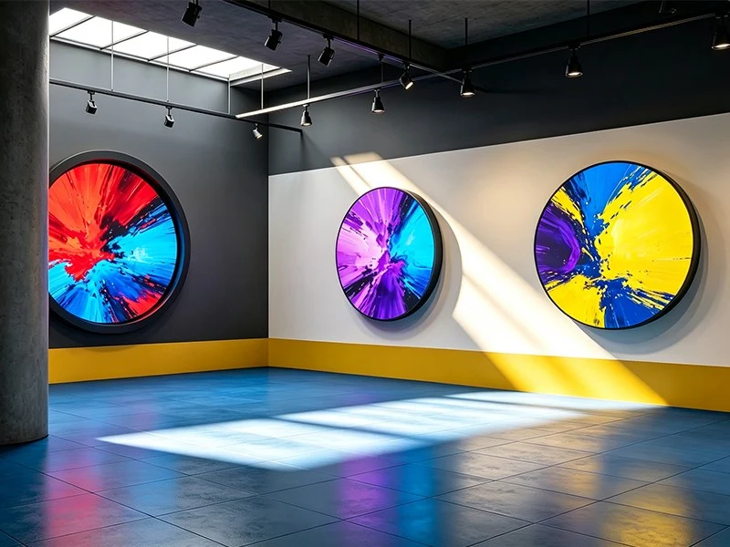 Round LCD display for galleries