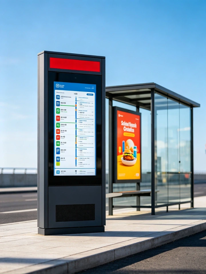 Smart Bus Stop Digital Signage Outdoor Real-Time Passenger Information Display