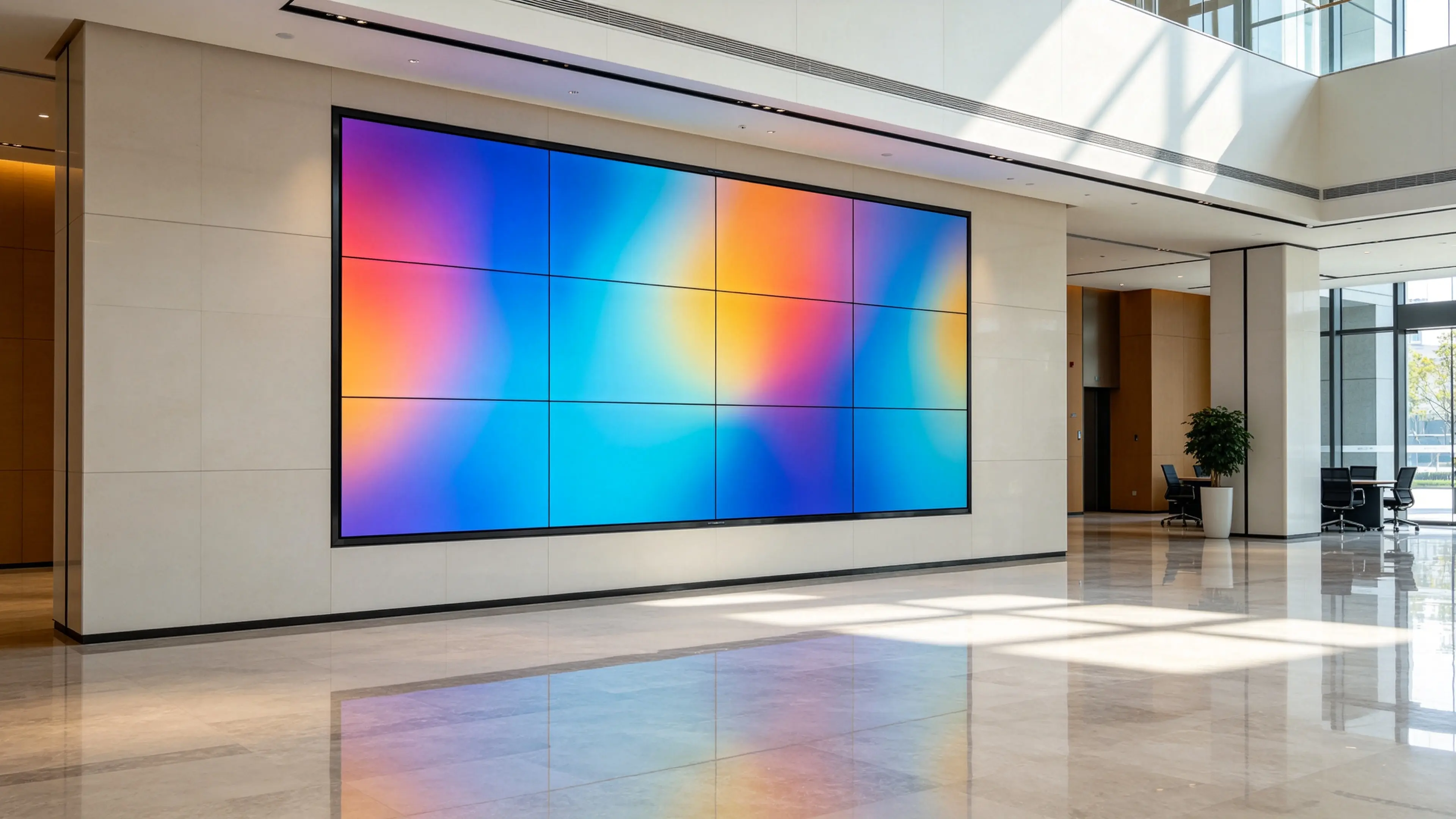 Wall-mounted LCD video wall installation