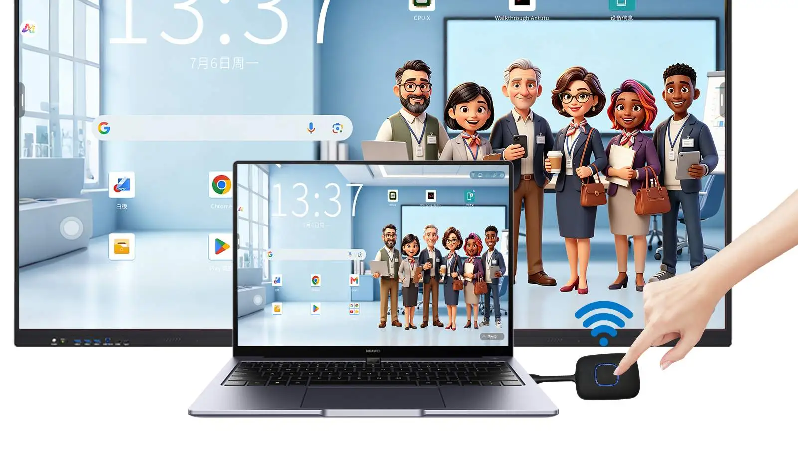 Qtenboard one click wireless screen cast dongle
