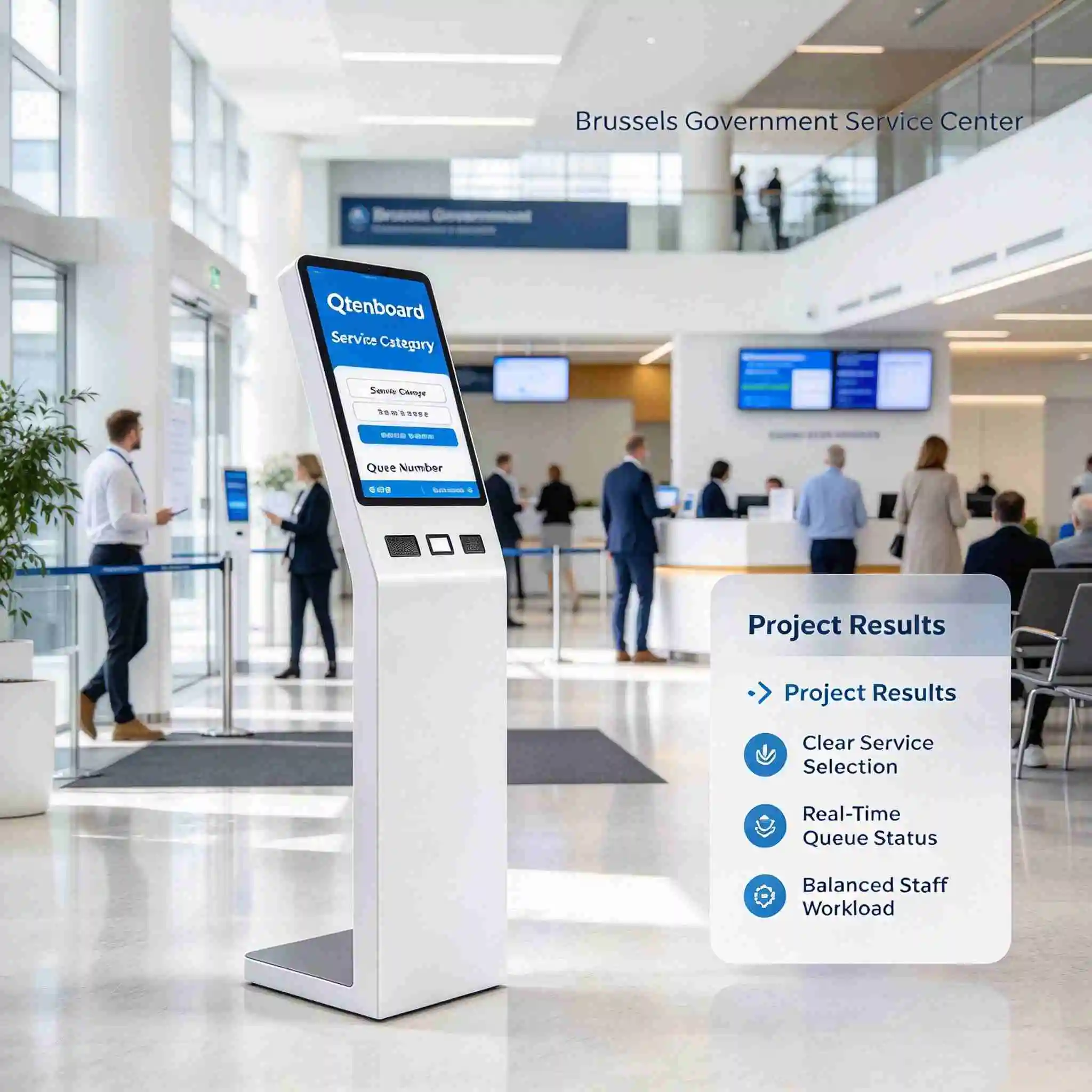 Overseas Government Hall Queue-Calling Kiosk Project Case Qtenboard