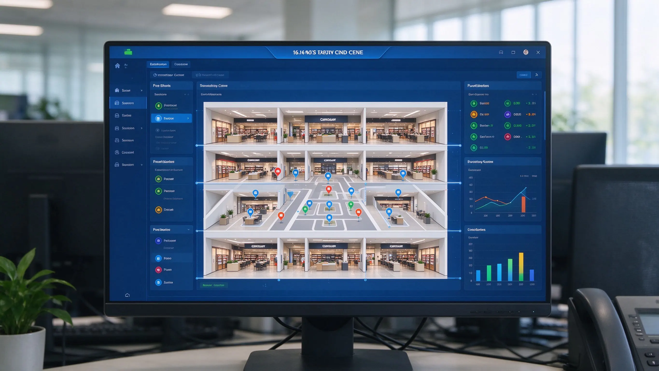 Multi-store retail video wall network managed centrally through Qtenboard CMS dashboard.