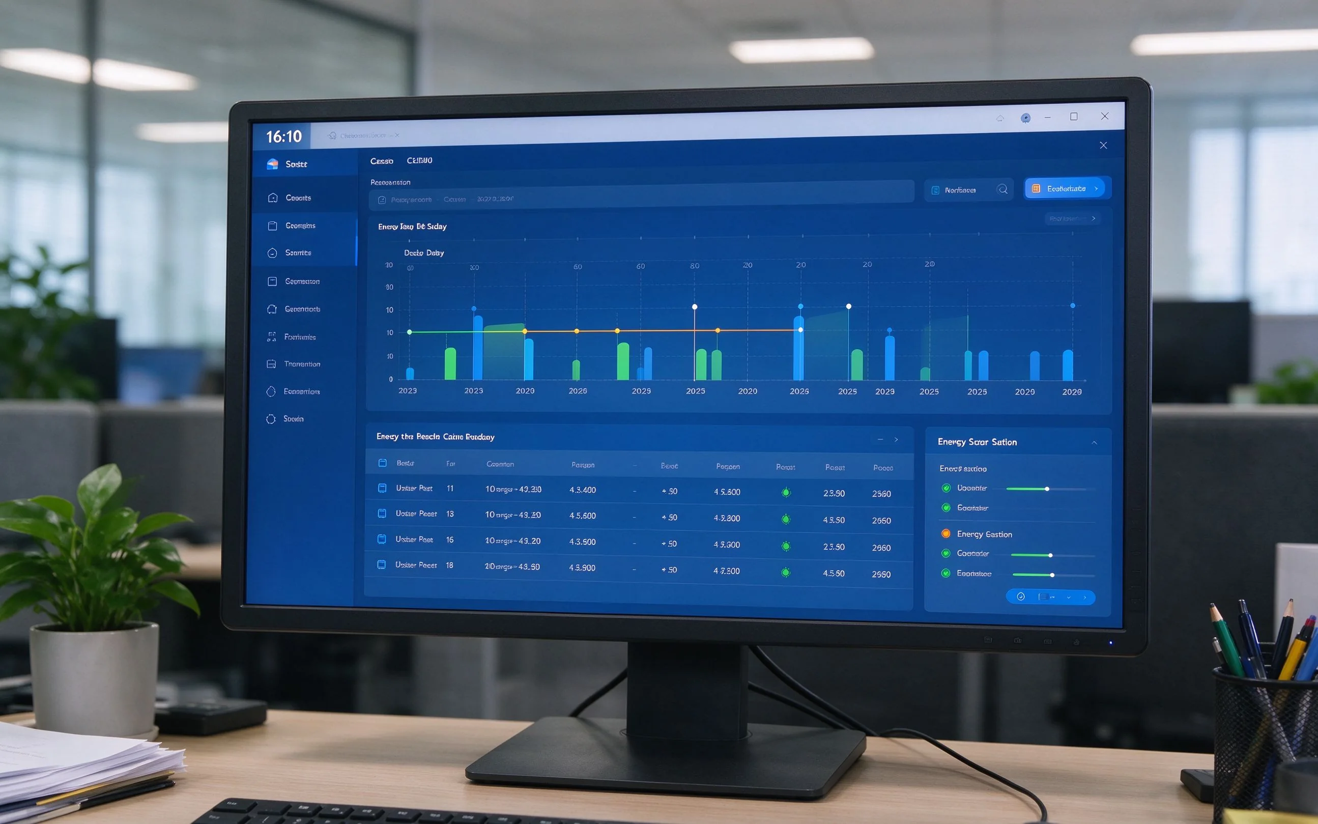 Qtenboard CMS dashboard showing multi-store retail video wall content scheduling, hardware monitoring and energy-saving settings.