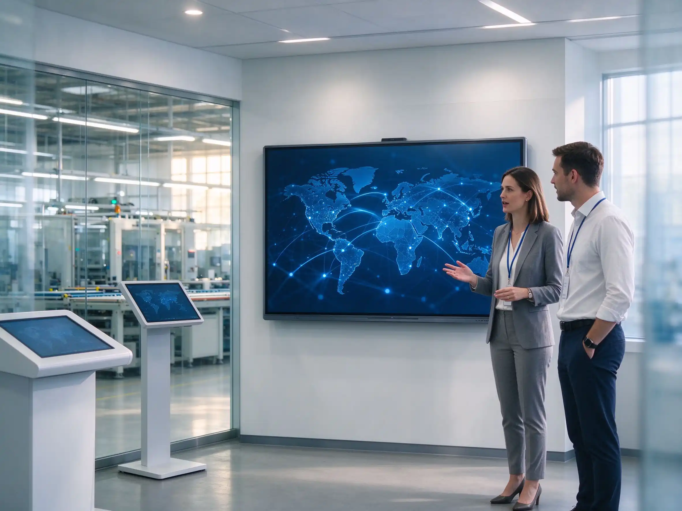 Qtenboard distributor partnership overview showing global channel network, manufacturing facilities and cooperation models