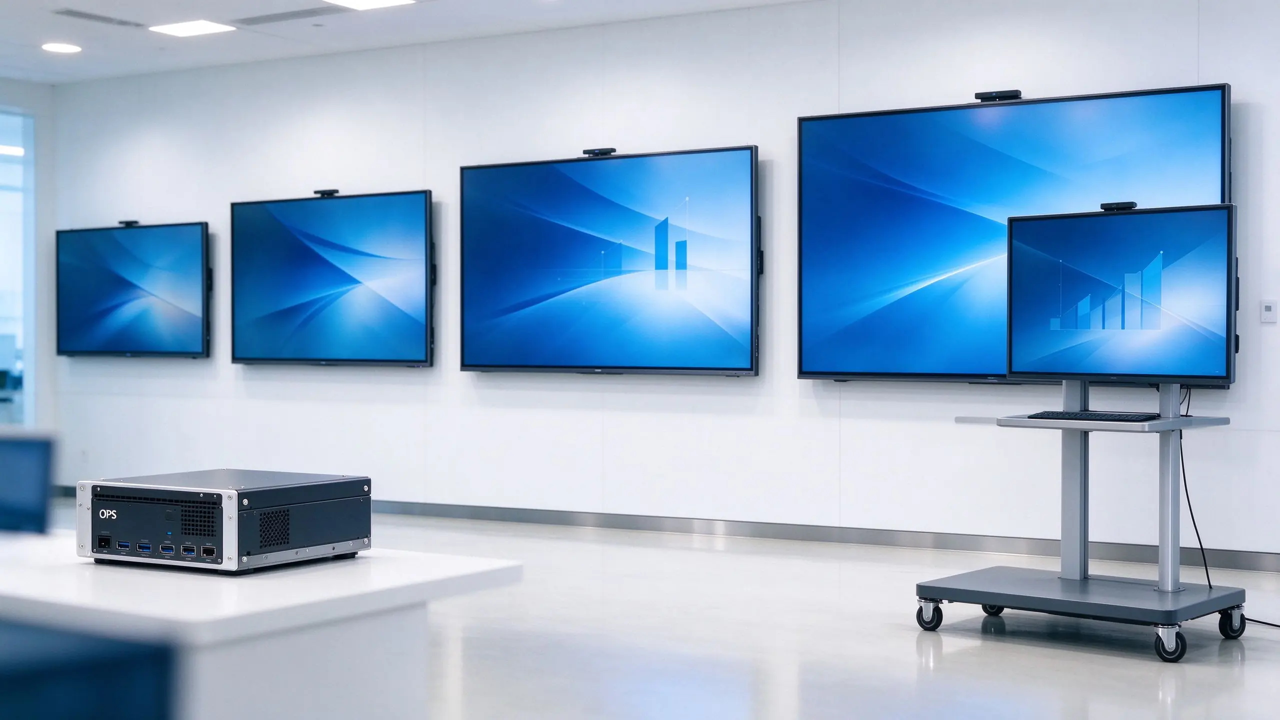 Qtenboard product portfolio for distributors including interactive panels, OPS, mobile stands and classroom AV