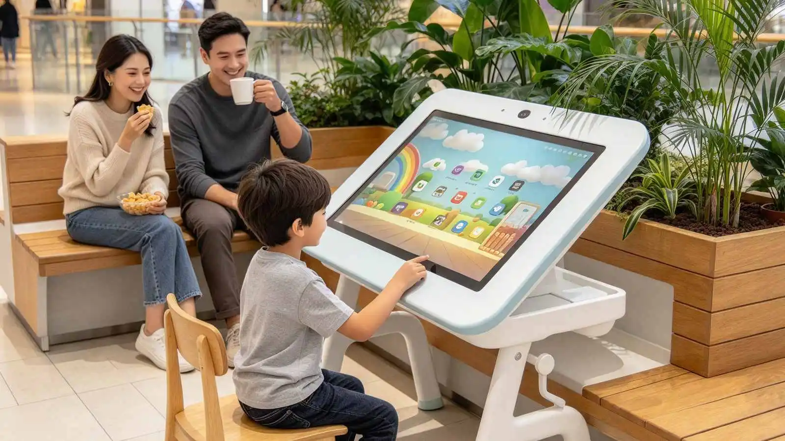 Qtenboard family interactive touch table indoor play area