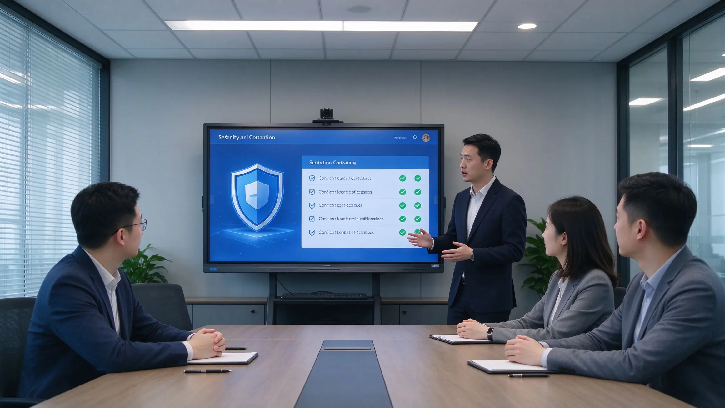 Compliance and security briefing in a government meeting room