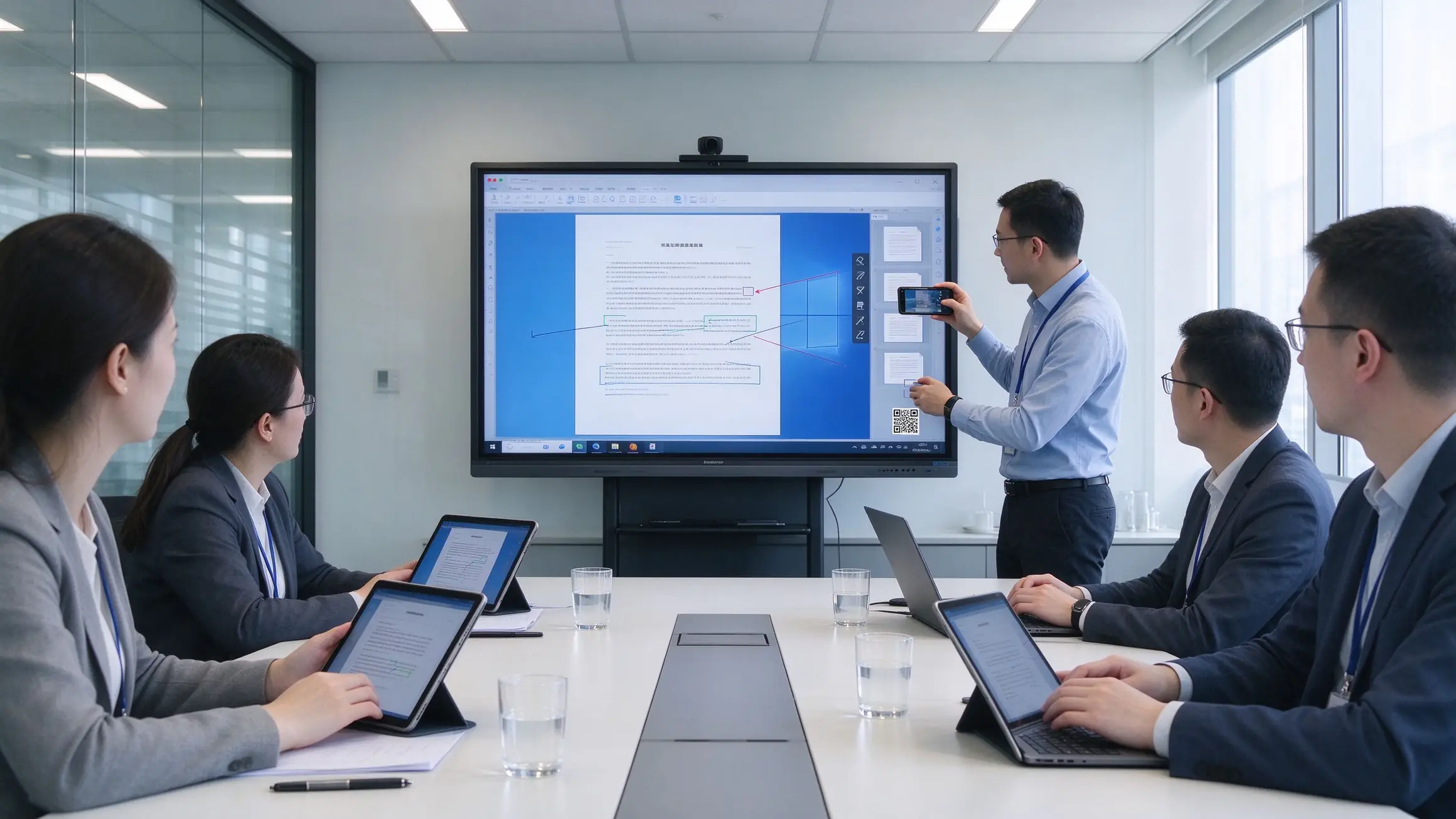 Paperless meeting with electronic materials