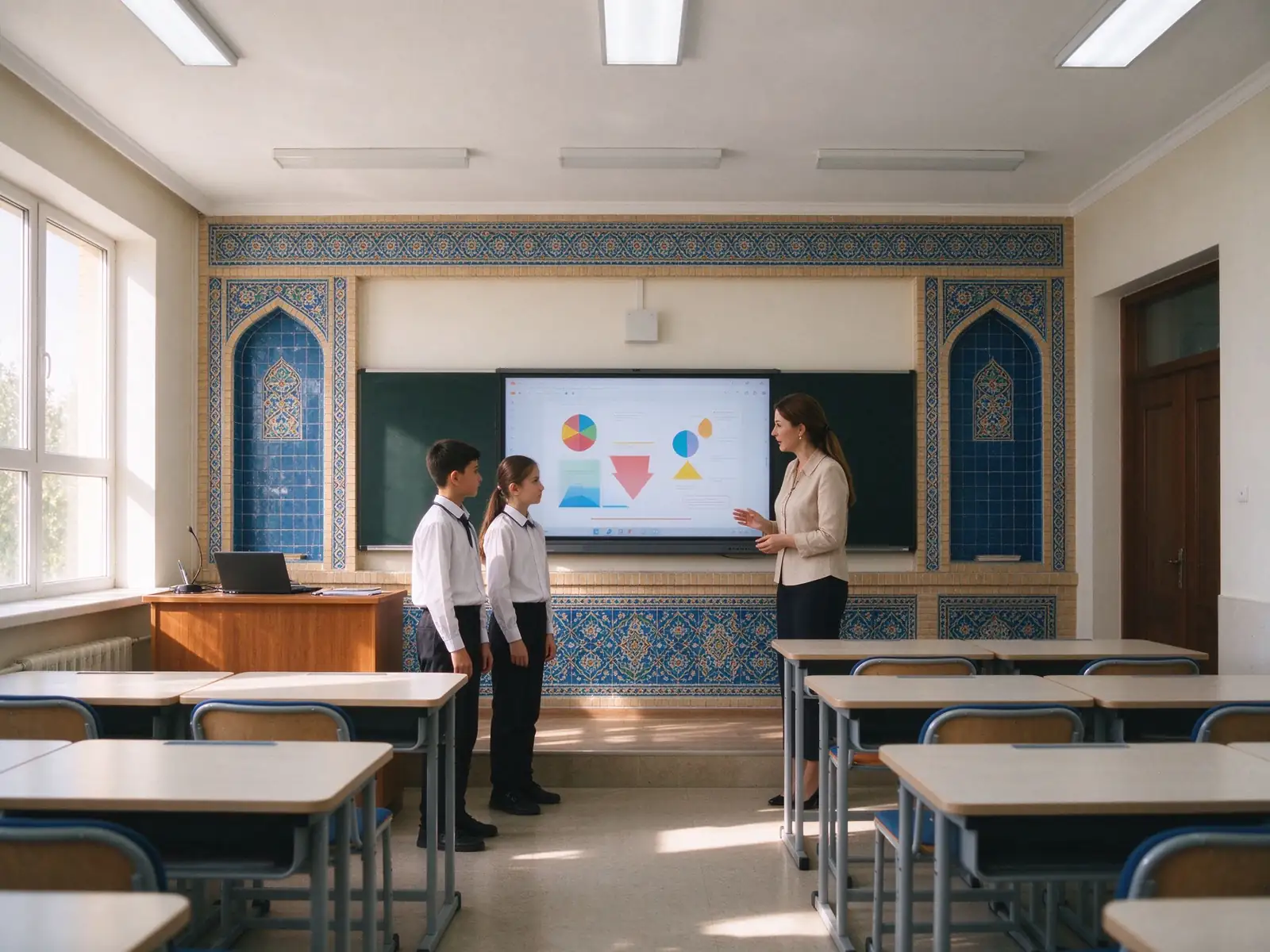 Qtenboard panel installed in a private school in Samarkand