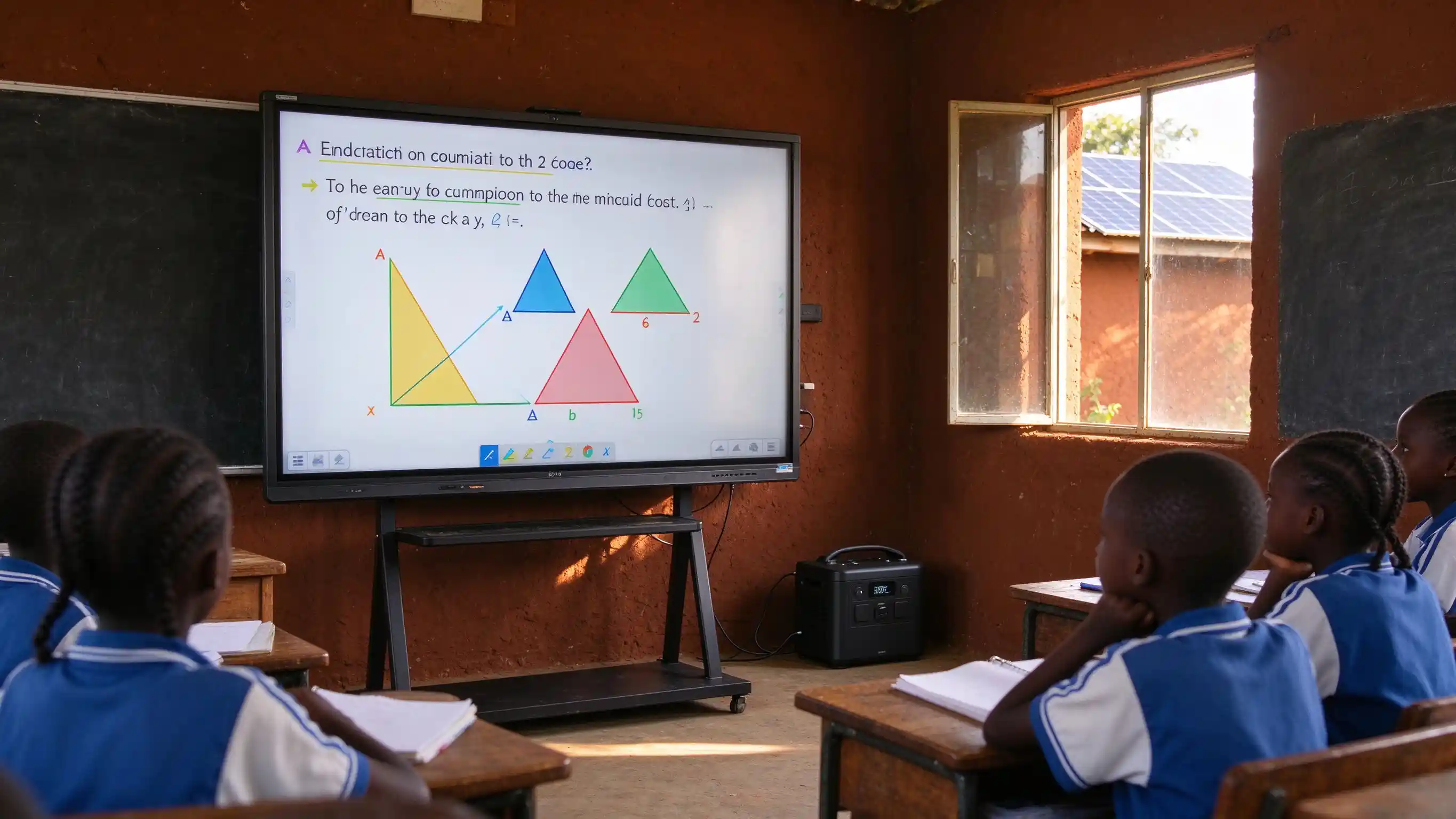 Classroom lesson continuing on battery power during an outage
