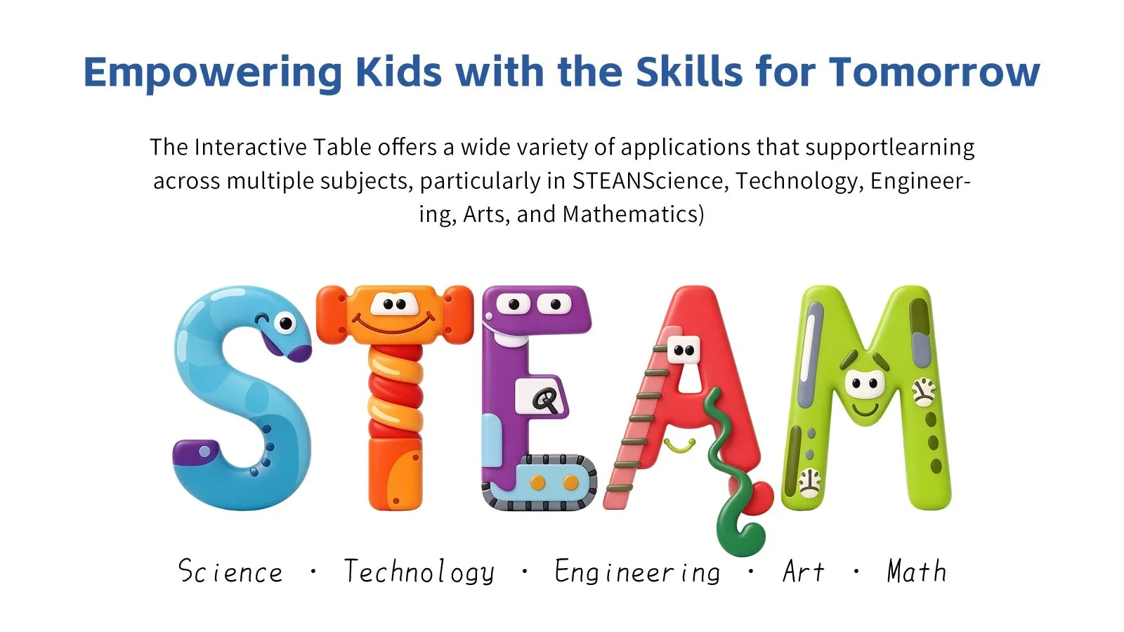 Qtenboard STEAM educational graphic for kids interactive touch table