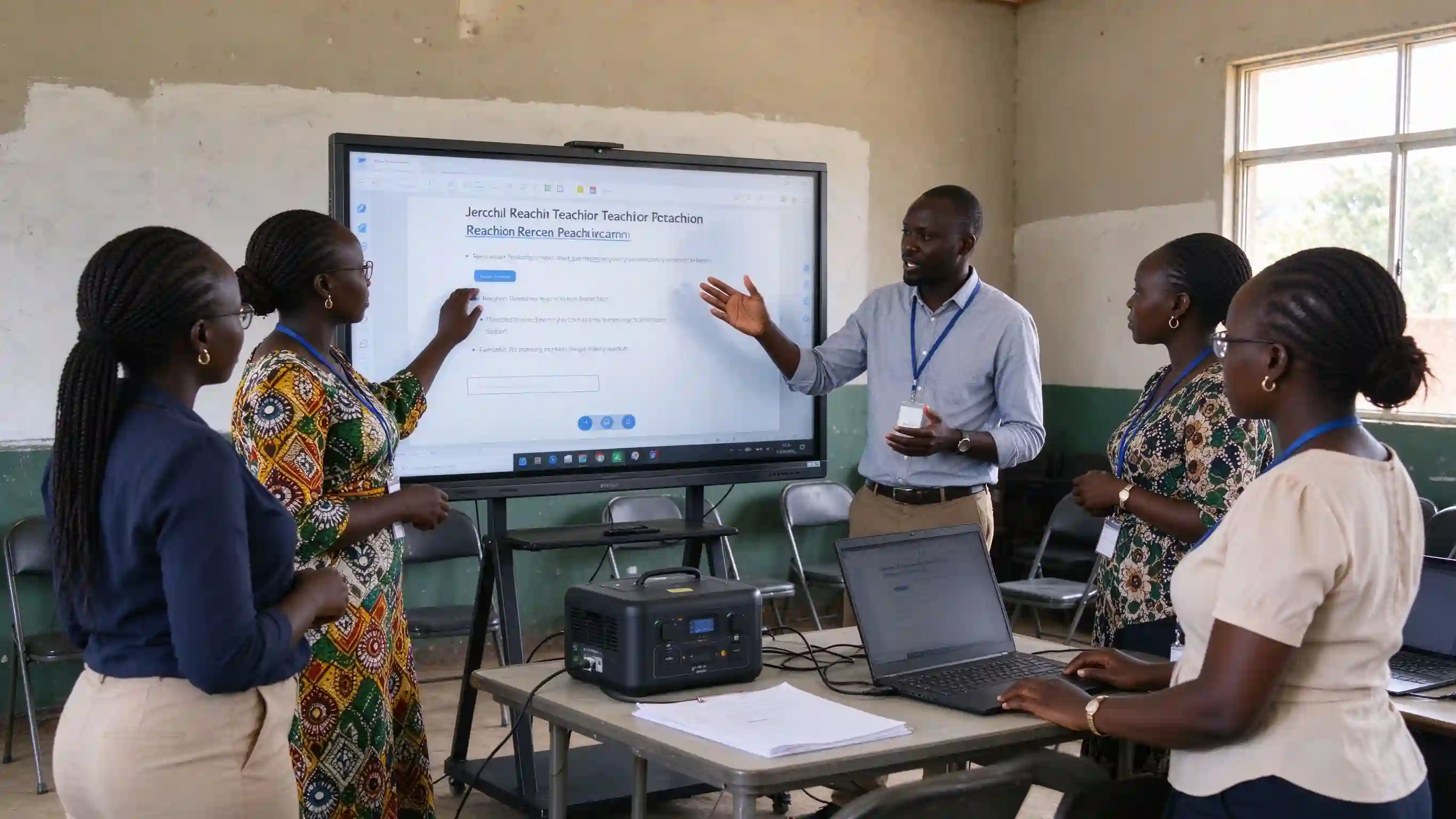 Teacher training workshop where QM-500F powers multiple devices