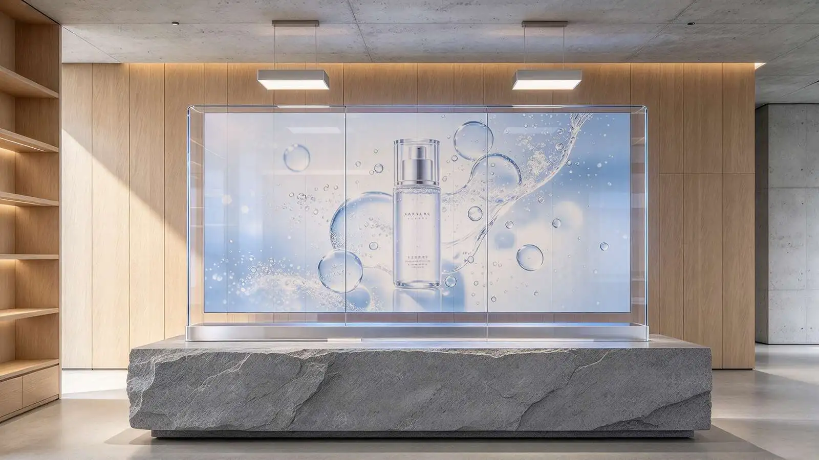 Seamless stitching transparent oled screen counter display qtenboard