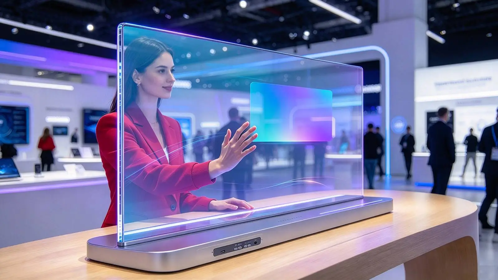 Touch interactive transparent oled monitor operating system demo qtenboard